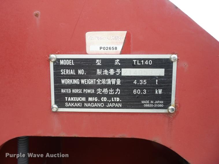 image for item K6488 2007 Takeuchi TL140 skid steer