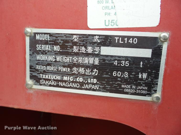 image for item K6489 2005 Takeuchi TL140 skid steer