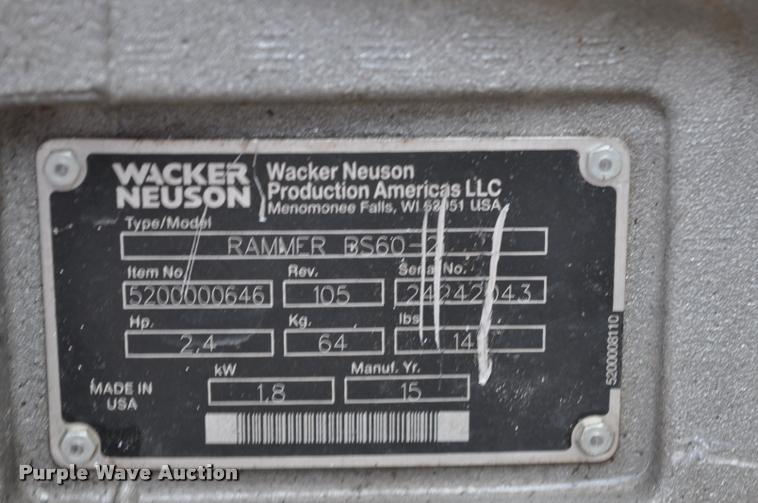 image for item L5160 Wacker Neuson BS60-2i plate compactor