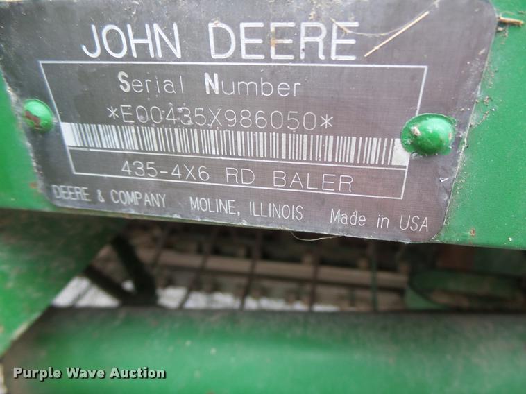 image for item DA3398 1995 John Deere 435 round baler
