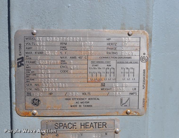 image for item L5183 125HP GE hollow shaft electric motor