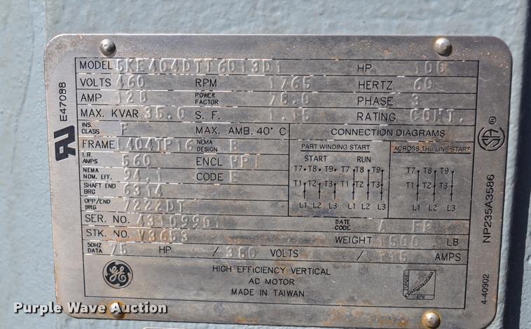 image for item L5187 100HP GE hollow shaft electric motor