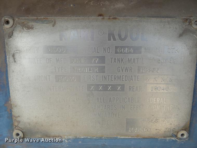 image for item DA1818 1977 Kari Kool C7K tank trailer