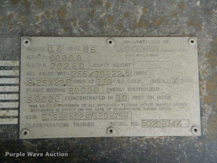 image for item DA9706 2007 Doonan 502DB14K drop deck trailer