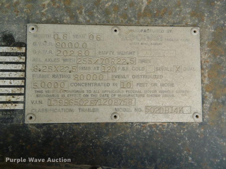 image for item DA9706 2007 Doonan 502DB14K drop deck trailer