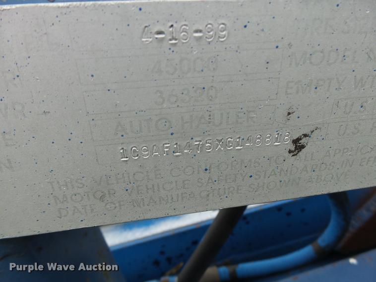 image for item DB1291 1999 Cotl CS-12LTA car carrier trailer