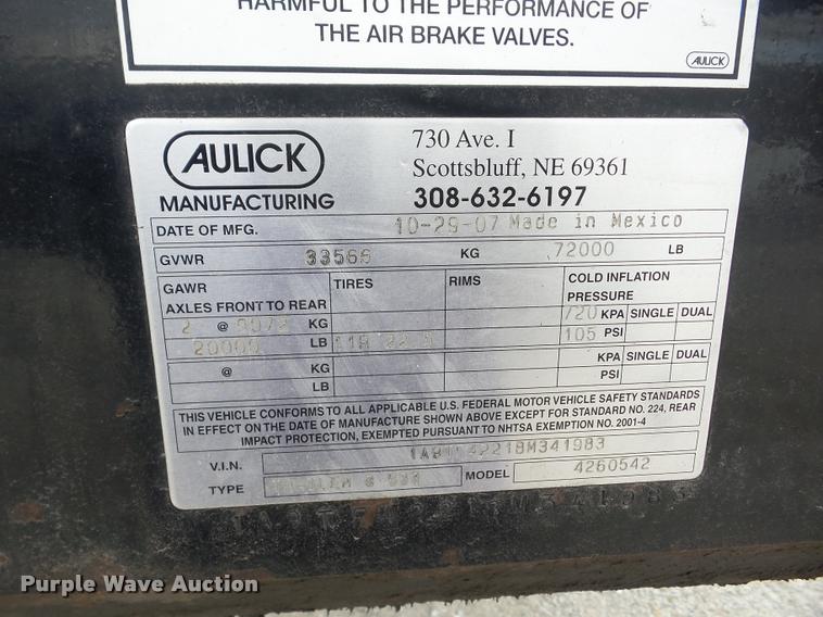 image for item J8657 2008 Aulick 4260542 live bottom trailer