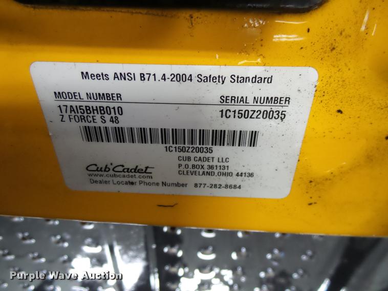 image for item DA1767 Cub Cadet Z Force lawn mower