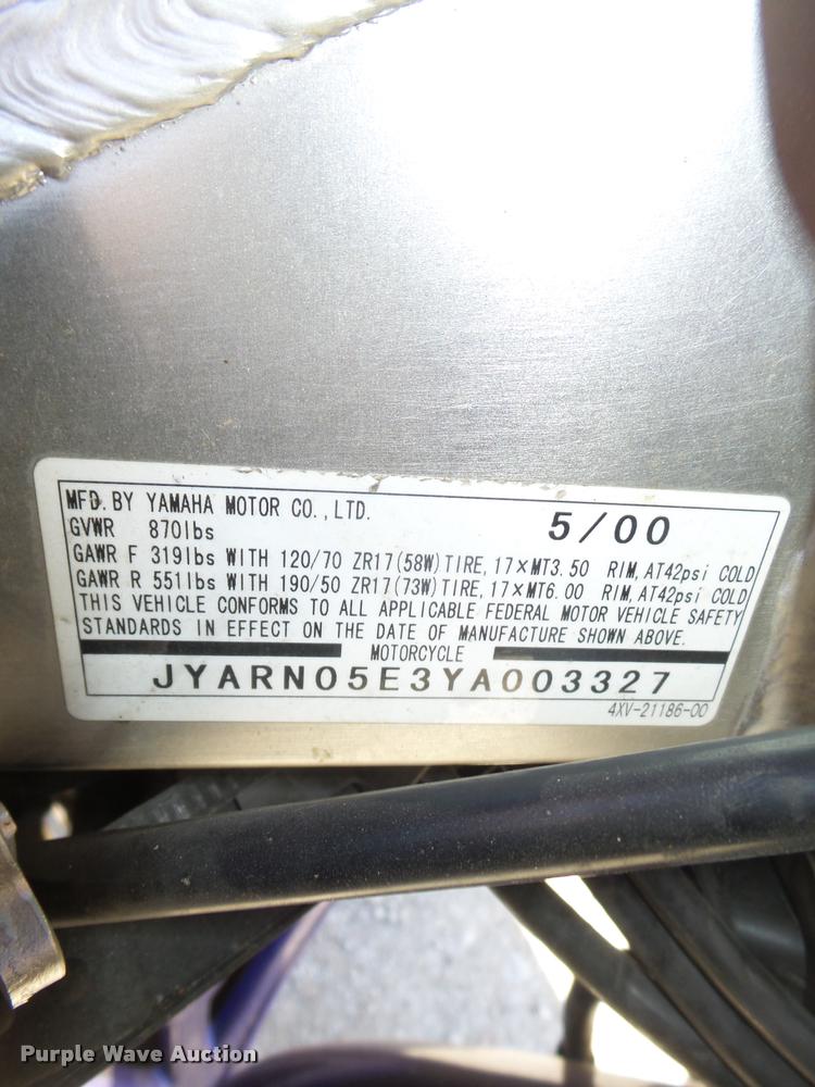 image for item AU9623 2000 Yamaha Vortex YZF-R1 motorcycle