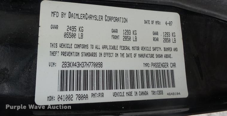 image for item BI9106 2007 Dodge Charger