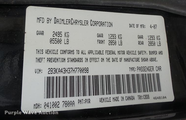 image for item BI9106 2007 Dodge Charger