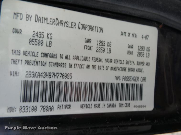 image for item BI9107 2007 Dodge Charger Police