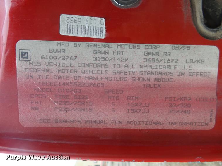 image for item DA0623 1995 Chevrolet 1500 pickup truck