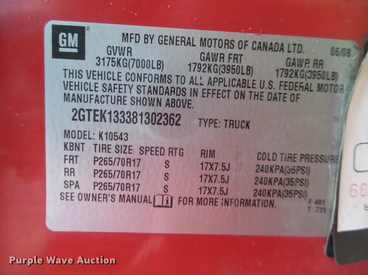 image for item DA0652 2008 GMC Sierra 1500 SLE Crew Cab pickup truck