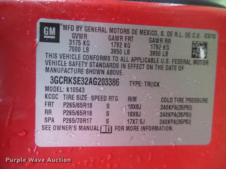 image for item DA0655 2010 Chevrolet Silverado 1500 LT Z71 Crew Cab pickup truck