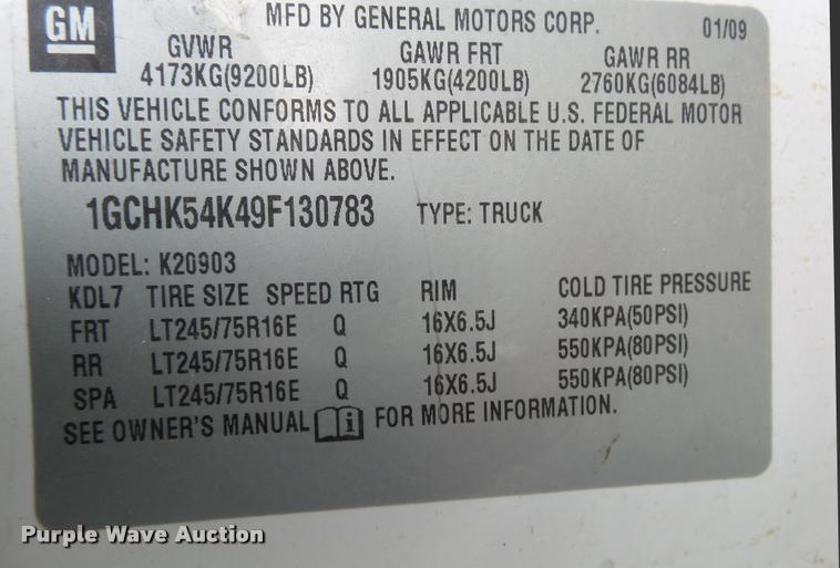 image for item DA2603 2009 Chevrolet Silverado 2500HD LT pickup truck