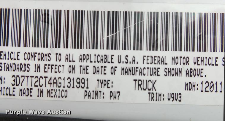 image for item DA2623 2010 Dodge Ram 2500 Crew Cab pickup truck