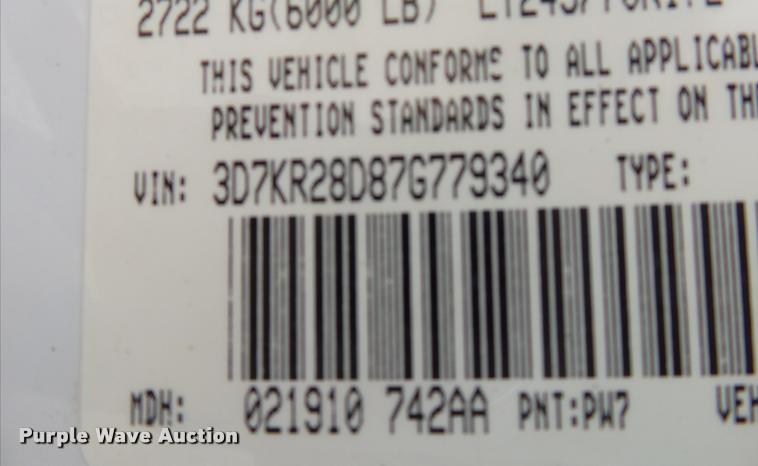 image for item DA2641 2007 Dodge Ram 2500 Quad Cab pickup truck