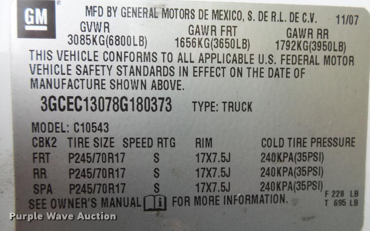 image for item DA2642 2008 Chevrolet Silverado 1500 CrewCab pickup truck