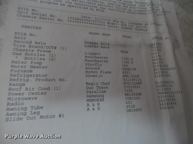 image for item DA3421 2004 Coachmen 297RKS Limited Edition RV