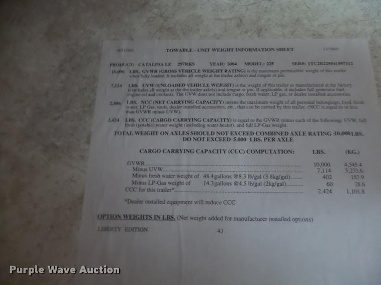 image for item DA3421 2004 Coachmen 297RKS Limited Edition RV