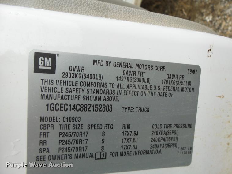 image for item DA3422 2008 Chevrolet Silverado 1500 pickup truck