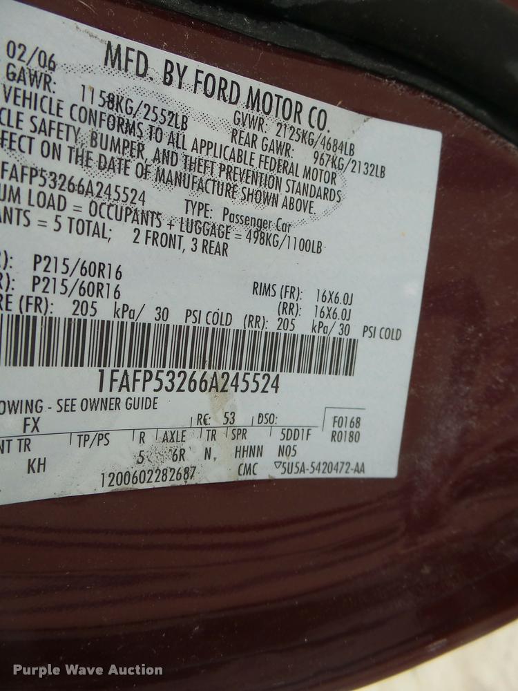 image for item DA3426 2006 Ford Taurus