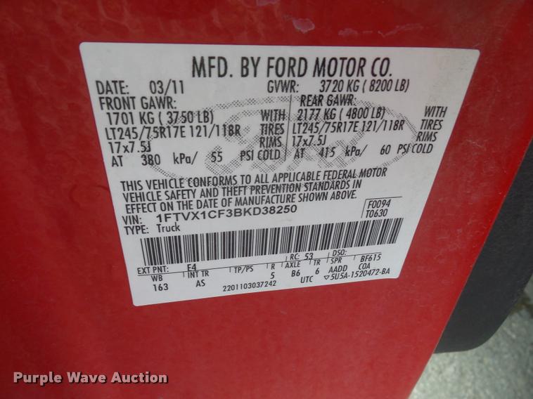 image for item DA8010 2011 Ford F150 XL SuperCab pickup truck