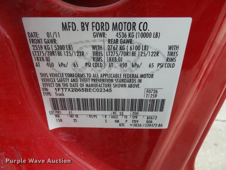 image for item DA8011 2011 Ford F250 Super Duty SuperCab pickup truck