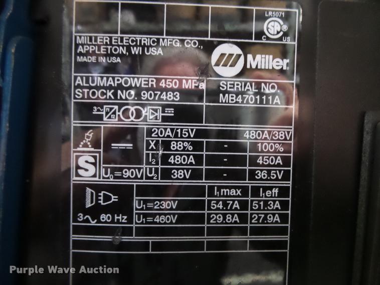 image for item DA9041 Miller Aluma Power 450MPA907483 welder