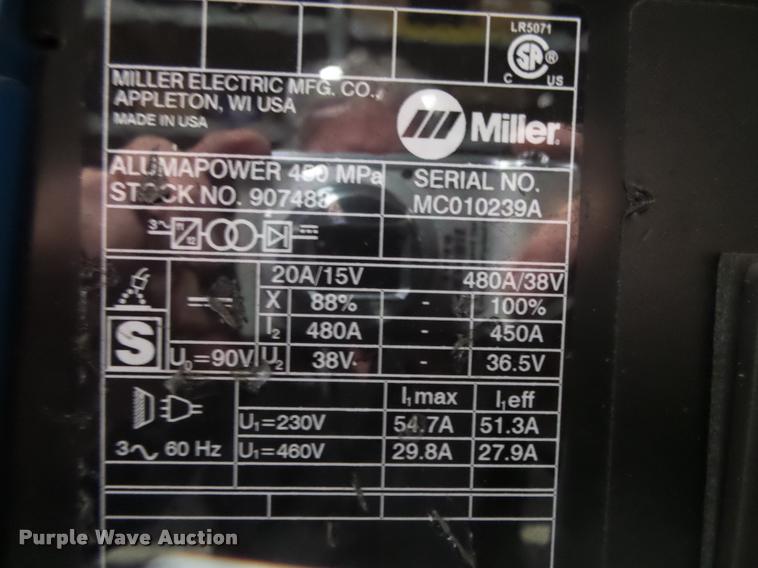 image for item DA9043 Miller Aluma Power 450MPA907483 welder
