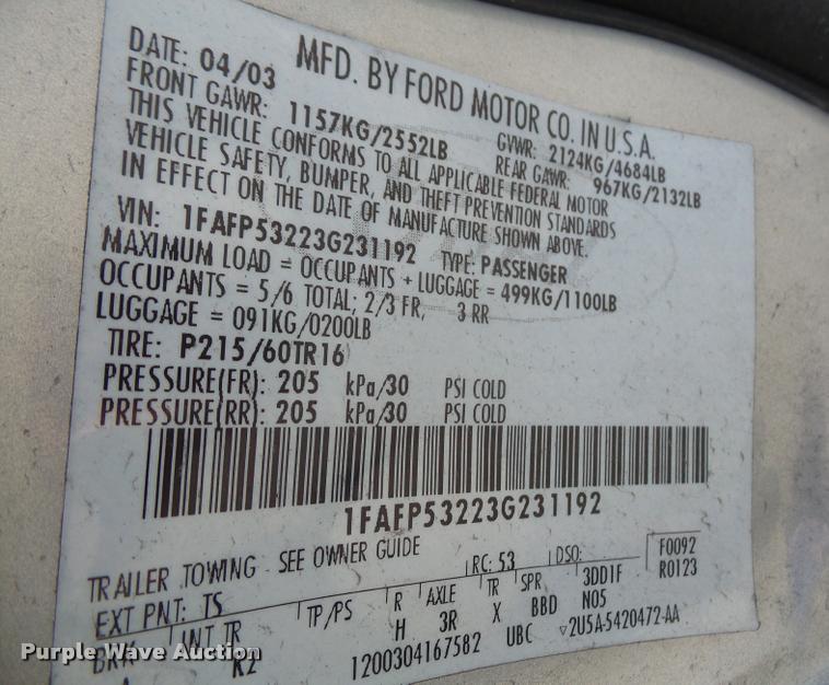 image for item DB0588 2003 Ford Taurus