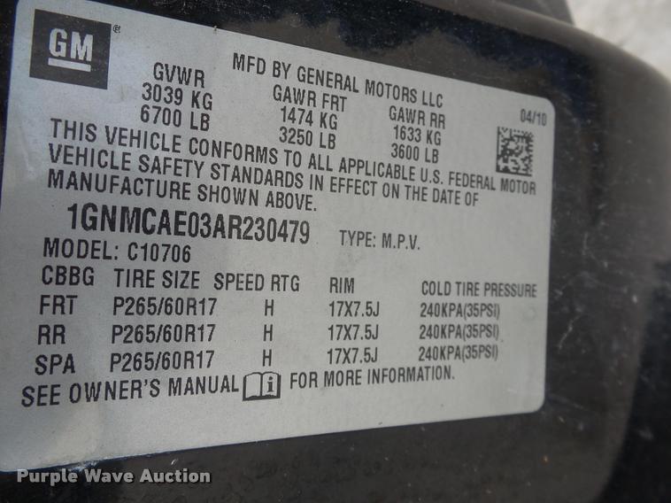 image for item DB0594 2010 Chevrolet Tahoe SUV