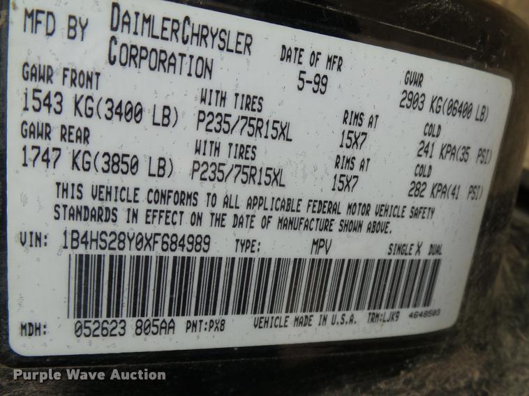 image for item DB2500 1999 Dodge Durango SLT SUV