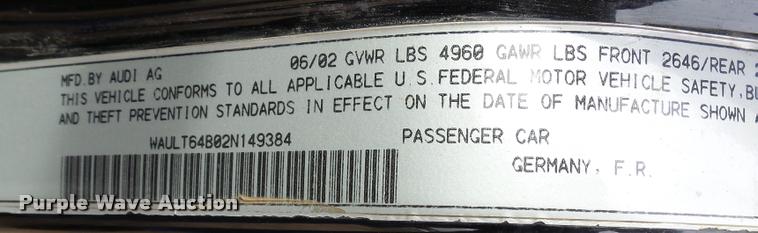 image for item DH9576 2002 Audi A6