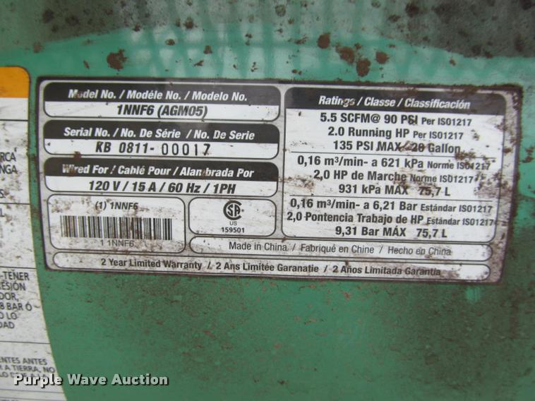 image for item DT9214 Speedaire 1NNF6 air compressor