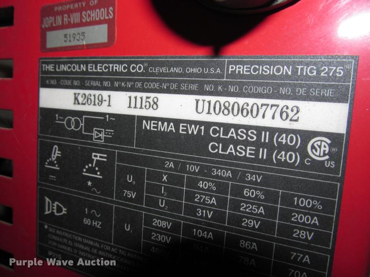 image for item DT9231 (3) Lincoln Electric Precision Tig 275 welders