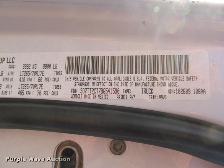 image for item J2558 2011 Dodge Ram 2500 HD Crew Cab pickup truck