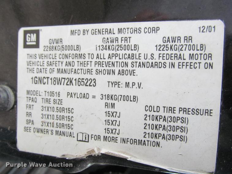 image for item J2571 2002 Chevrolet Blazer ZR-2 SUV