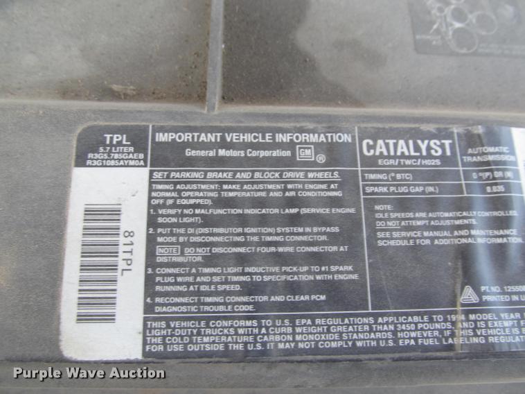 image for item J2580 1994 Chevrolet 1500 Ext. Cab pickup truck