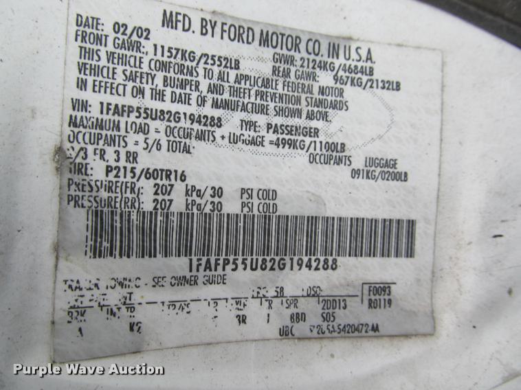 image for item J2587 2002 Ford Taurus SES