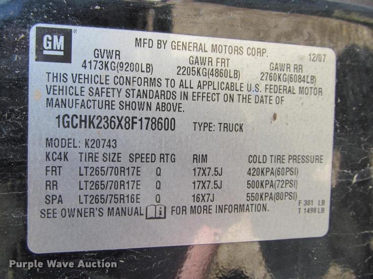 image for item J2595 2008 Chevrolet Silverado 2500HD Z71 Crew Cab pickup truck