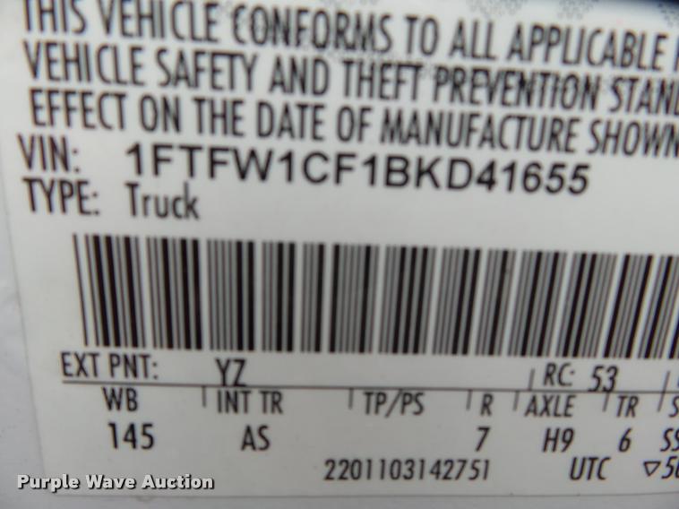 image for item K3297 2011 Ford F150 SuperCrew pickup truck