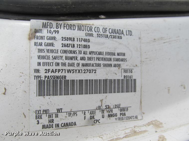 image for item K4930 2000 Ford Crown Victoria Police Interceptor