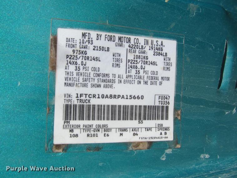 image for item K4937 1994 Ford Ranger XLT pickup truck