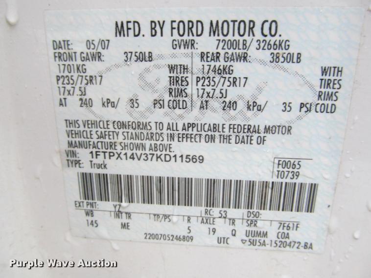 image for item K4952 2007 Ford F150 XLT SuperCab pickup truck