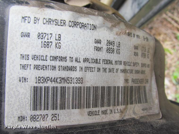 image for item K4953 1991 Dodge Shadow