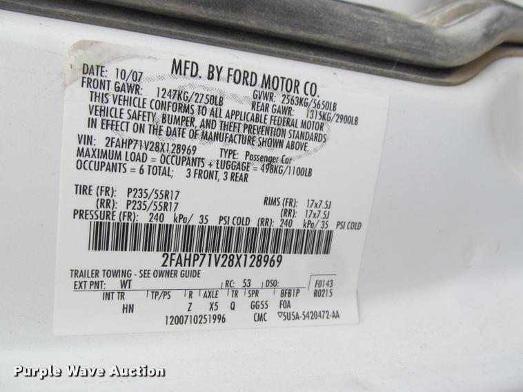 image for item K4957 2008 Ford Crown Victoria Police Interceptor