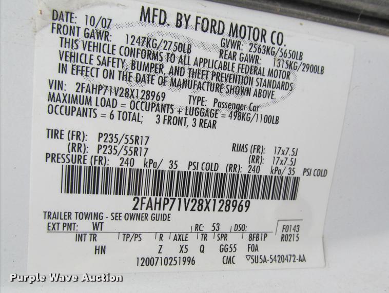 image for item K4957 2008 Ford Crown Victoria Police Interceptor