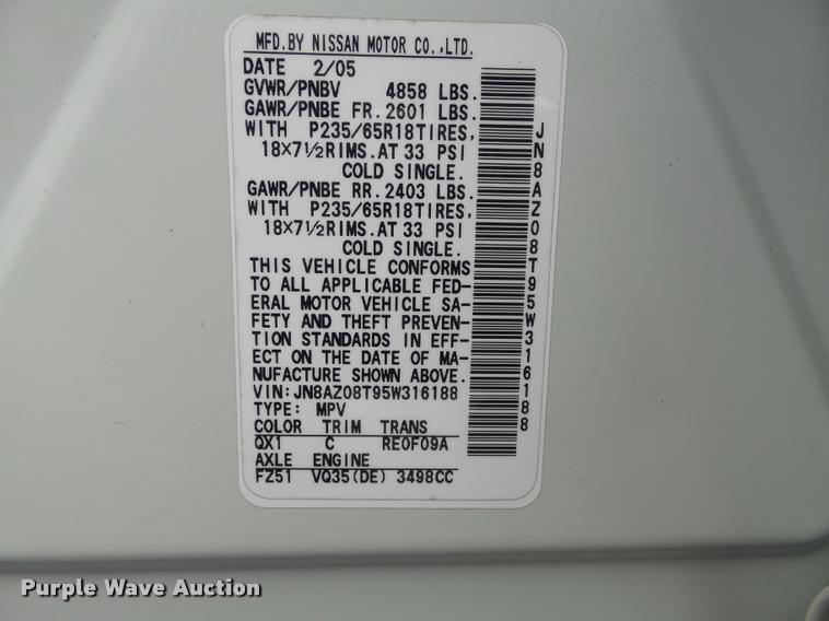 image for item K7689 2005 Nissan Murano SUV